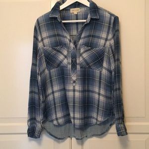 Cloth & Stone Blue Plaid Flannel Shirt